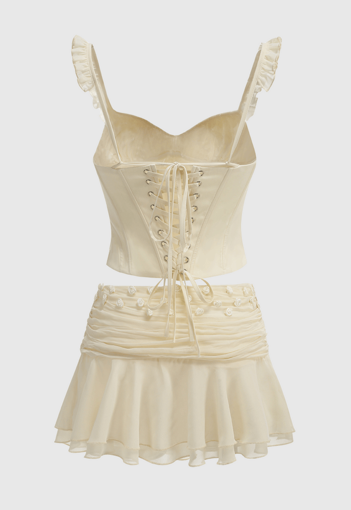 Lagina Corset Lace Up Ruffle Skirt Set - Stylish beautiful dress for special occasions | Buy Online