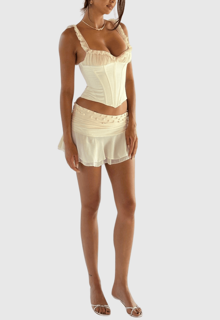 Lagina Corset Lace Up Ruffle Skirt Set - Stylish beautiful dress for special occasions | Buy Online