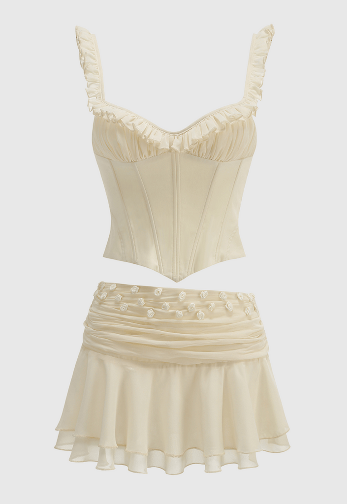 Stylish beautiful dress | Lagina Corset Lace Up Ruffle Skirt Set - Ideal for special occasions