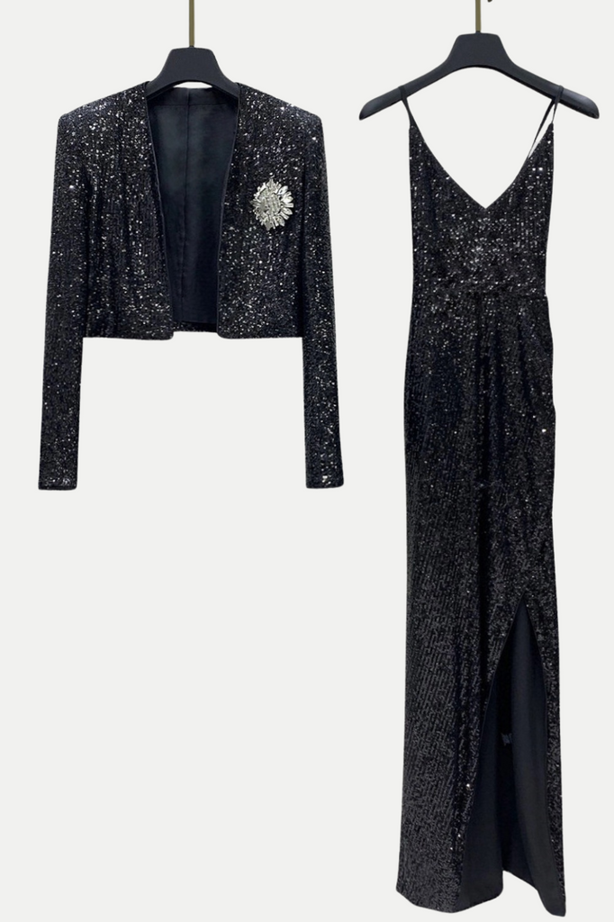Laiki Diamante Sequin Cropped Blazer - Stylish beautiful dress for special occasions | Buy Online