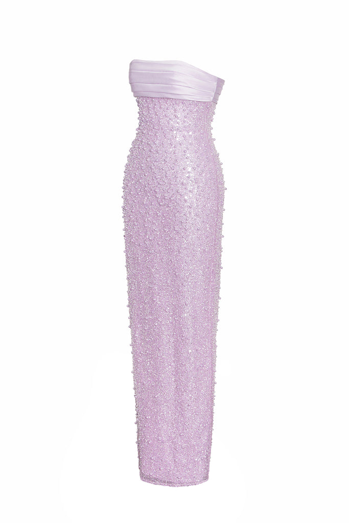 Shop  pink dress - Perfect for special occasions | PINK SATIN SEQUIN PEARLS BEADED MAXI DRESS