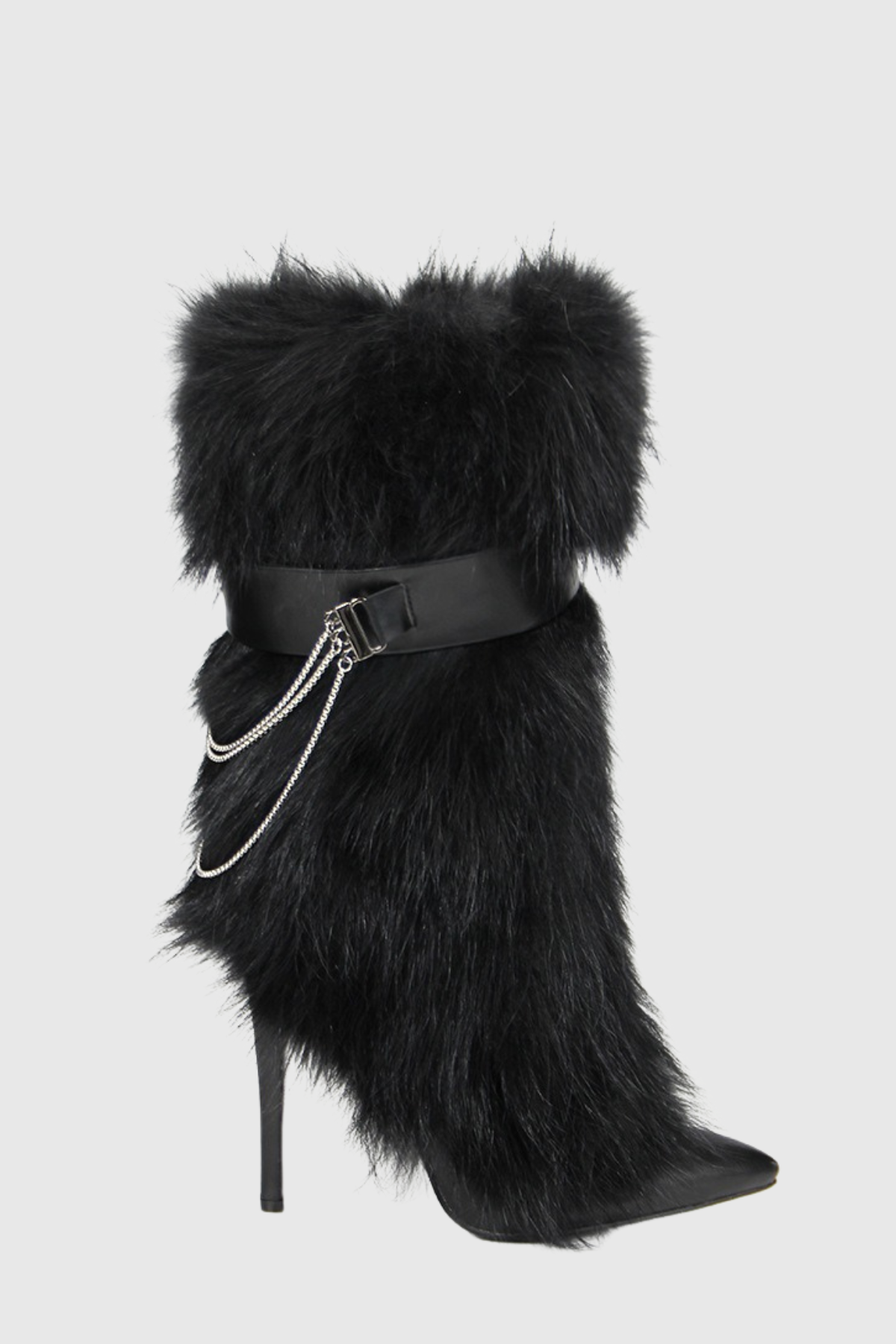 Lamia Faux Fur Knee High Boots - Black