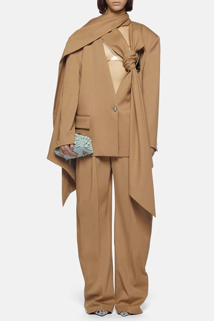 Stylish brown dress | Lana Cutout  Asymmetric Blazer - Brown - Ideal for special occasions