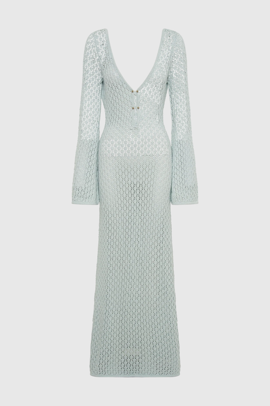 Lana Knit Cutout Plunge Maxi Dress In Blue