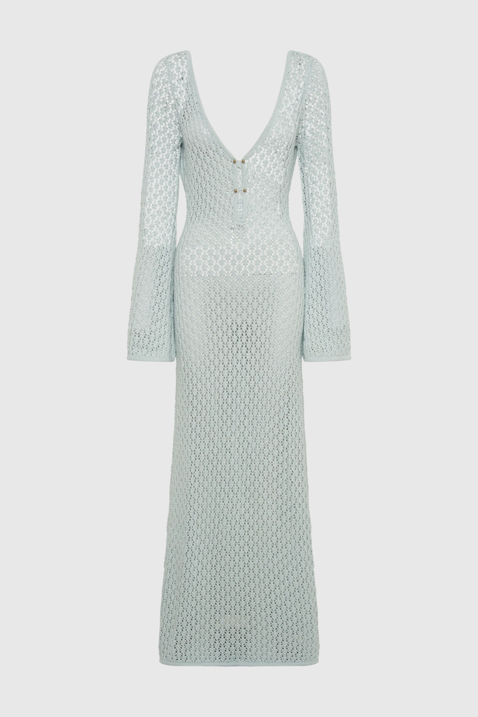 Stylish blue dress | Lana Knit Cutout Plunge Maxi Dress In Blue - Ideal for special occasions