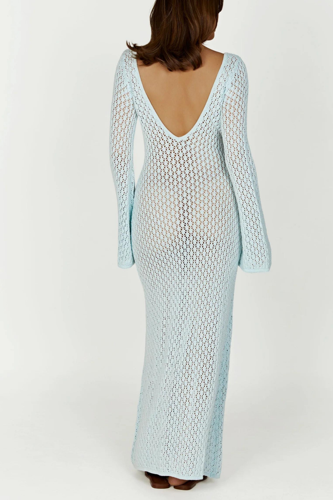 Stylish blue dress | Lana Knit Cutout Plunge Maxi Dress In Blue - Ideal for special occasions