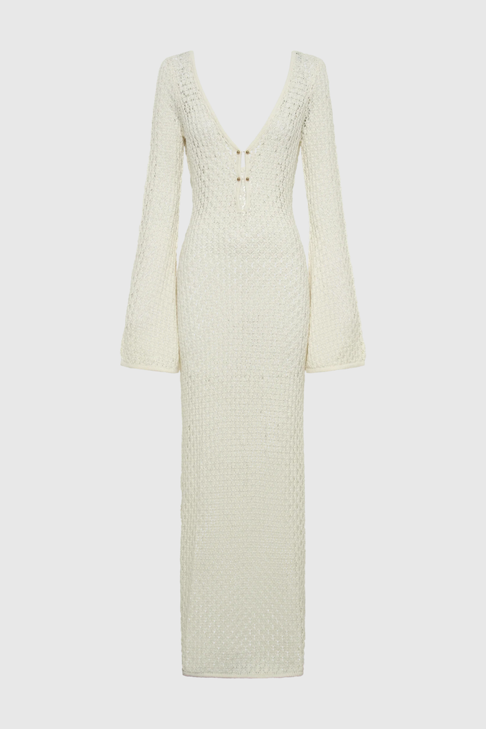 Stylish white dress | Lana Knit Cutout Plunge Maxi Dress In White - Ideal for special occasions