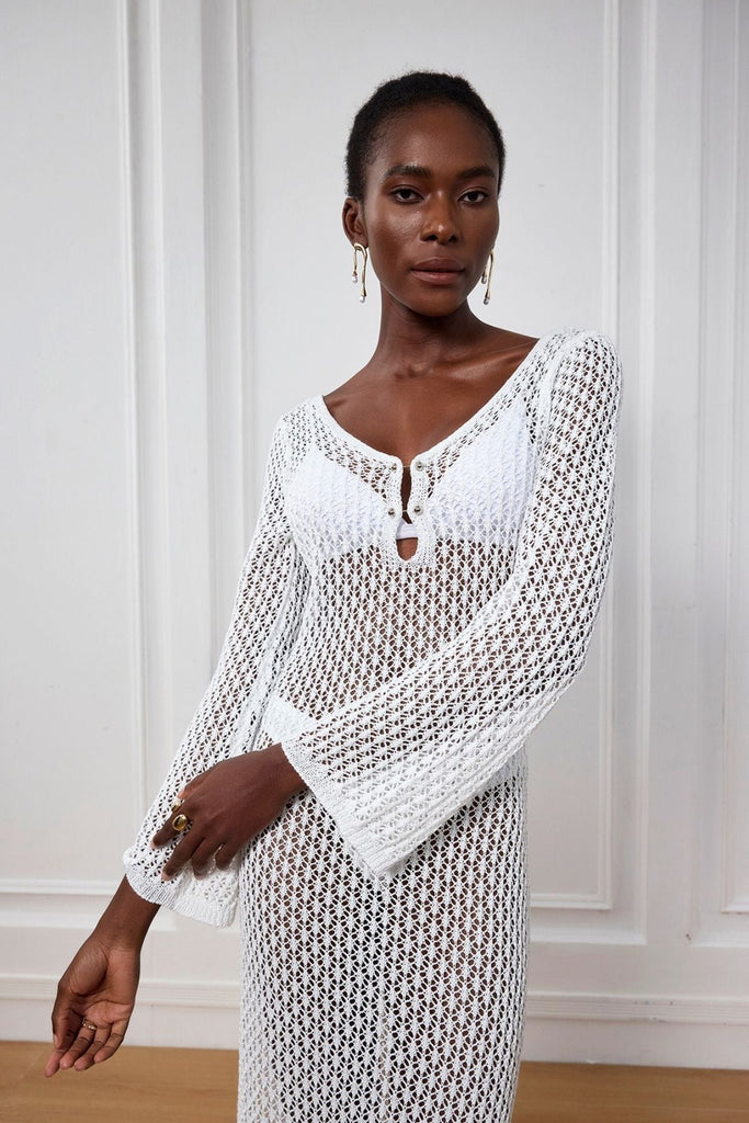 Shop  white dress - Perfect for special occasions | Lana Knit Cutout Plunge Maxi Dress In White