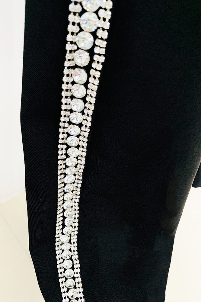 Stylish red dress | Leanna Diamante Embroidered Blazer - Ideal for special occasions