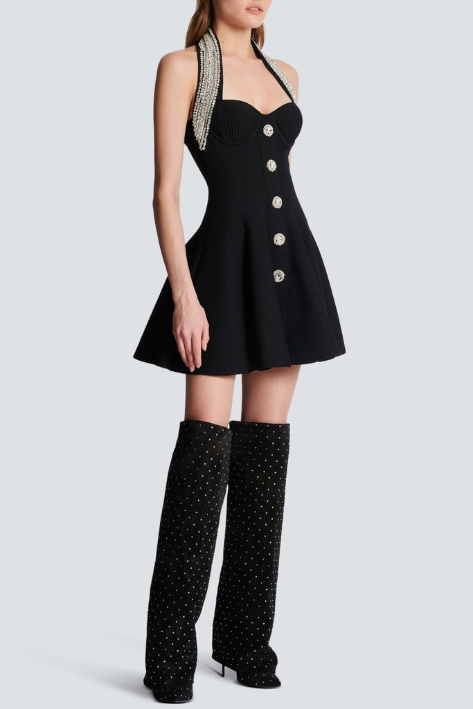 Shop  beautiful dress - Perfect for special occasions | Leticia Crystal Halter Mini Bandage Dress