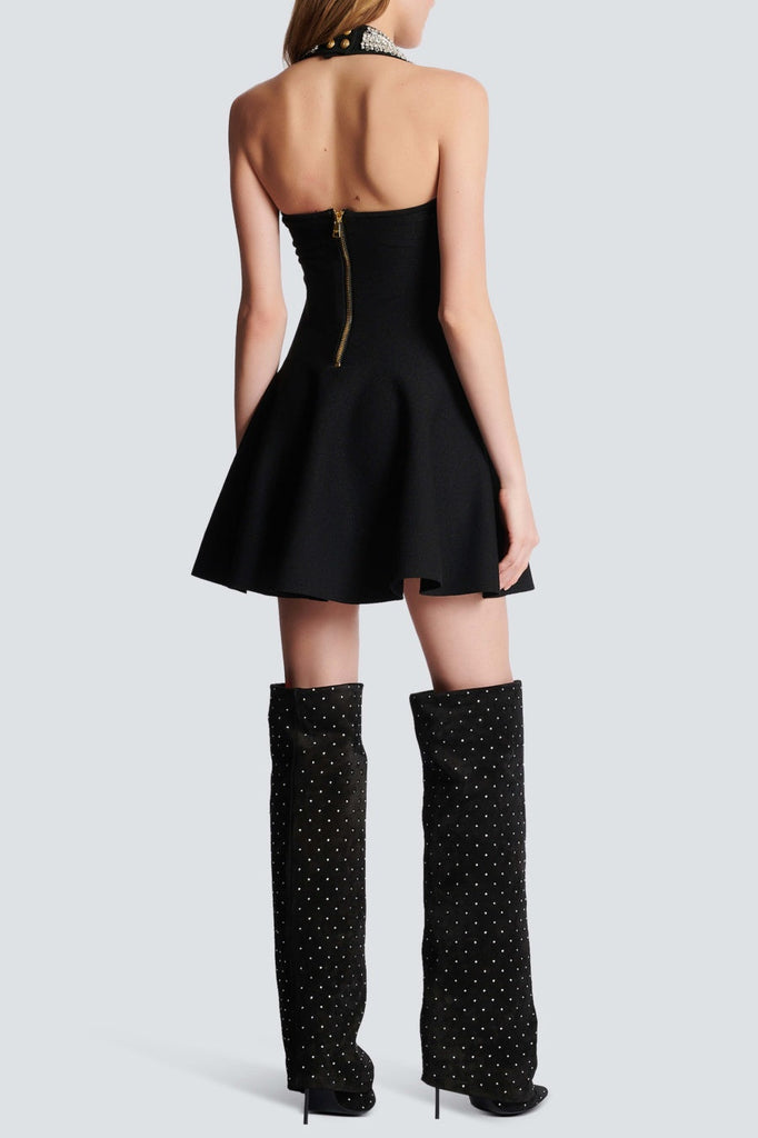 Stylish beautiful dress | Leticia Crystal Halter Mini Bandage Dress - Ideal for special occasions