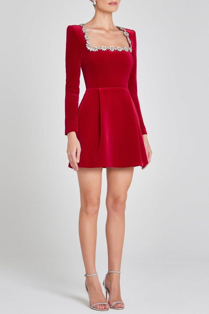 Shop  red dress - Perfect for special occasions | Lilay Diamante Square Collar Mini Bandage Dress - Red