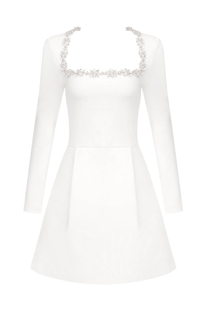 Shop  white dress - Perfect for special occasions | Lilay Diamante Square Collar Mini Bandage Dress - White