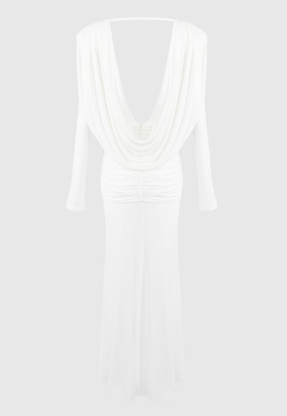 Linus V-neck Draped Backless Maxi Dress