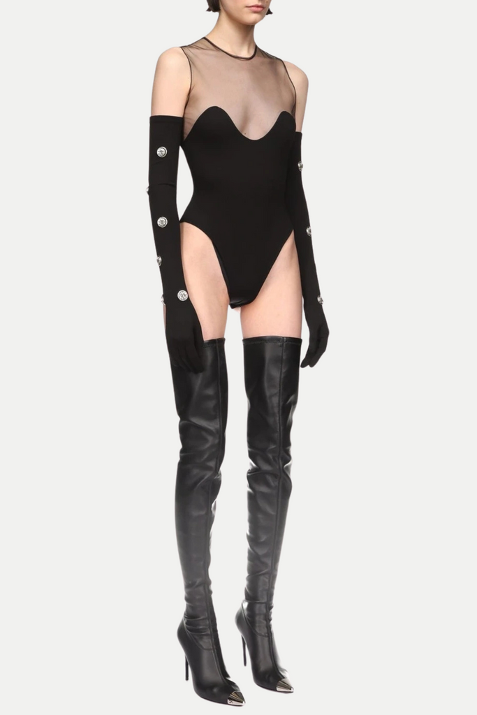 Shop  black dress - Perfect for special occasions | Llewyn Wave Neckline Bodysuit - Black