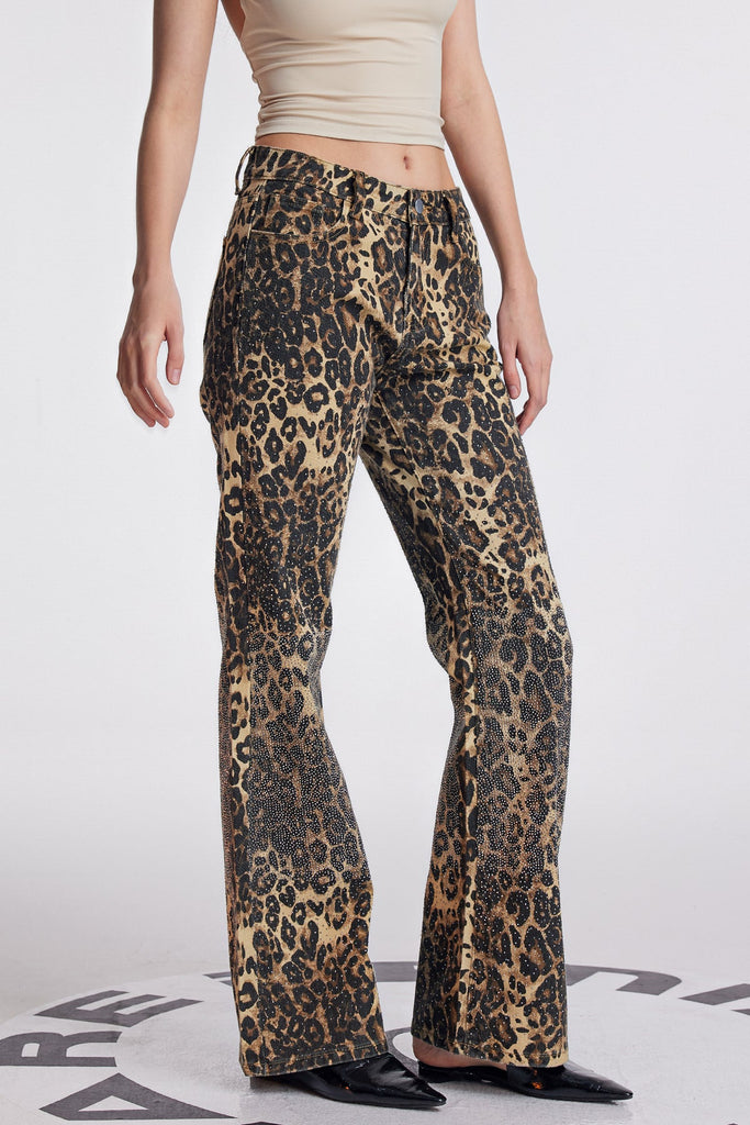 Stylish beautiful dress | Loretta Leopard Embellished Wide Leg Pants - Ideal for special occasions