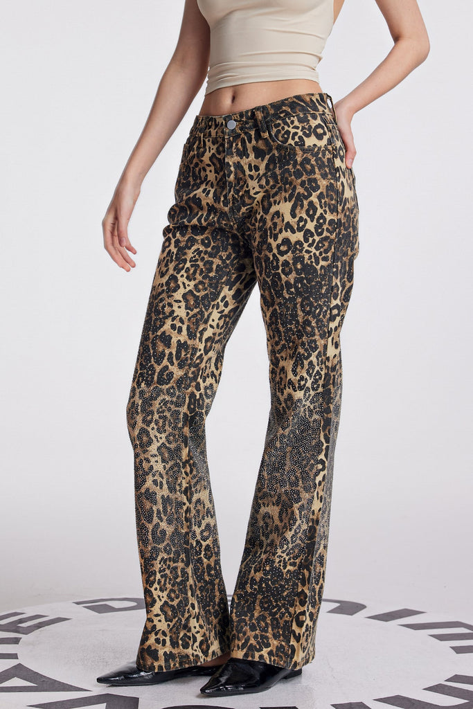 Loretta Leopard Embellished Wide Leg Pants - Stylish beautiful dress for special occasions | Buy Online