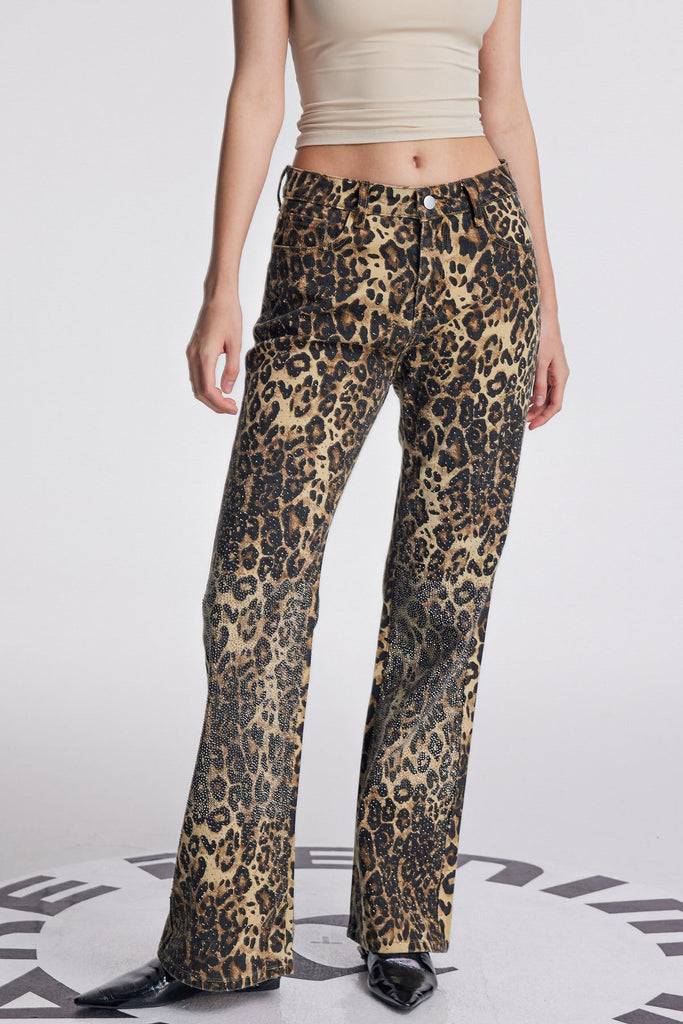 Shop  beautiful dress - Perfect for special occasions | Loretta Leopard Embellished Wide Leg Pants
