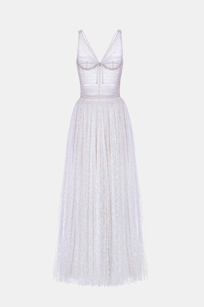 Stylish purple dress | jessica Mesh Pleated lace Maxi Dress - Purple - Ideal for special occasions