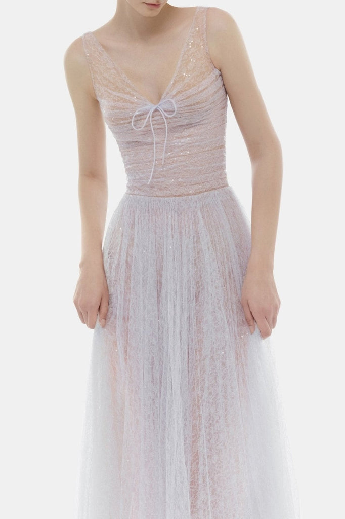 Stylish purple dress | jessica Mesh Pleated lace Maxi Dress - Purple - Ideal for special occasions