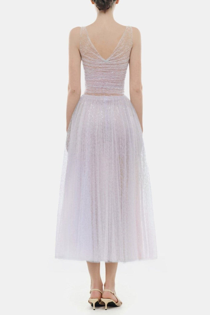 Stylish purple dress | jessica Mesh Pleated lace Maxi Dress - Purple - Ideal for special occasions