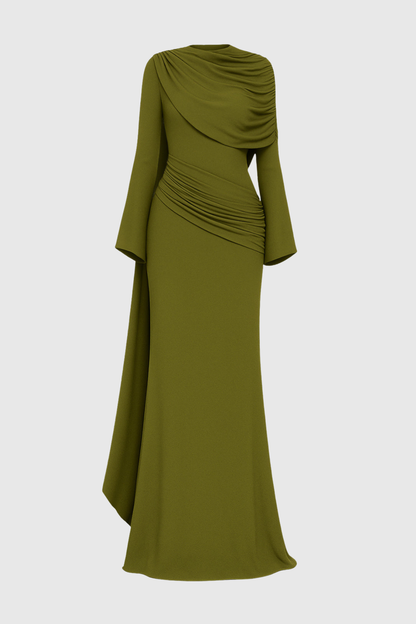 Louisa Shawl Draped Maxi Dress - Green