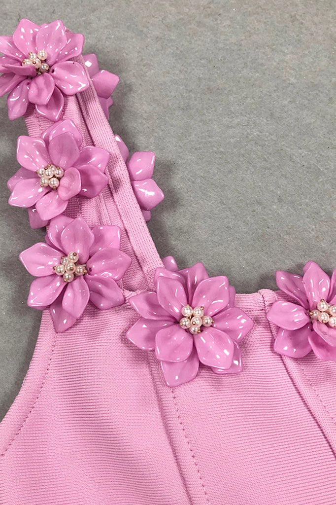 Stylish pink dress | Lyra Floral Embellished Mini Bandage Dress - Pink - Ideal for special occasions