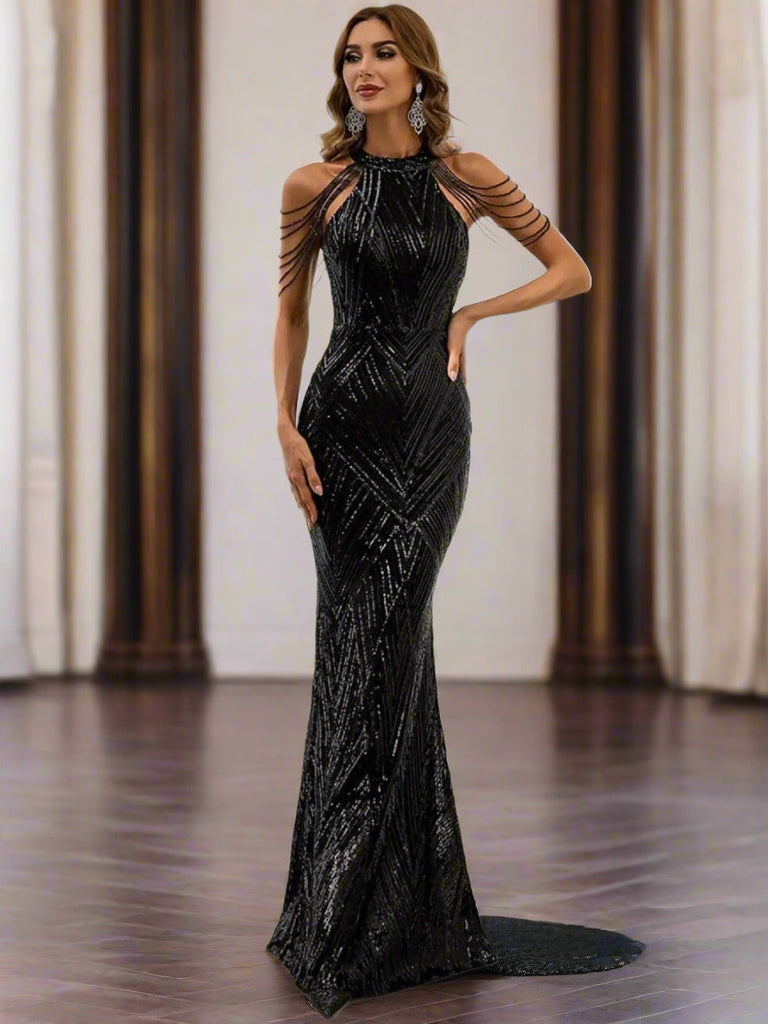 Shop  beautiful dress - Perfect for special occasions | Geometric Sequin Chain Mermaid Prom Dress