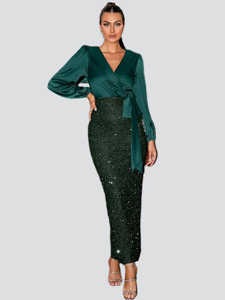 Shop  beautiful dress - Perfect for formal | Wrap Panel Sequin Formal Dress