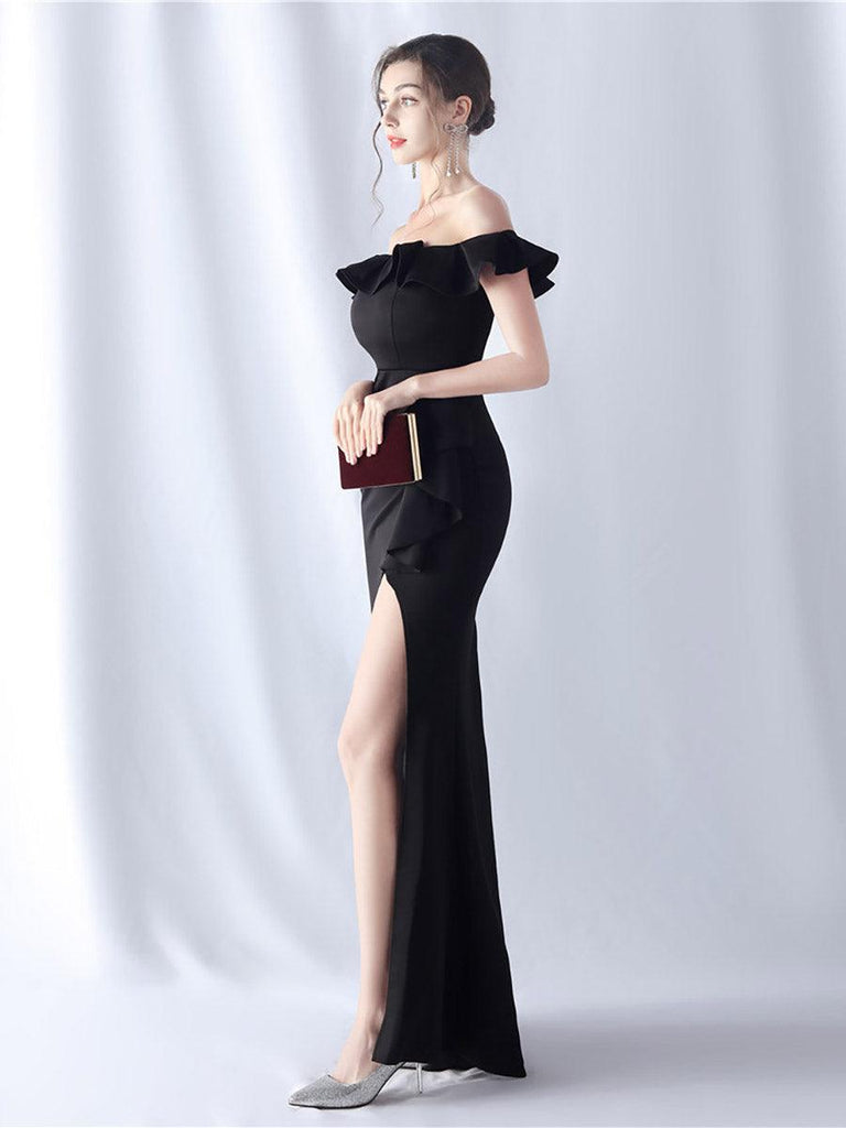Shop  beautiful dress - Perfect for special occasions | Off Shoulder Ruffled Split Thigh Prom Dress