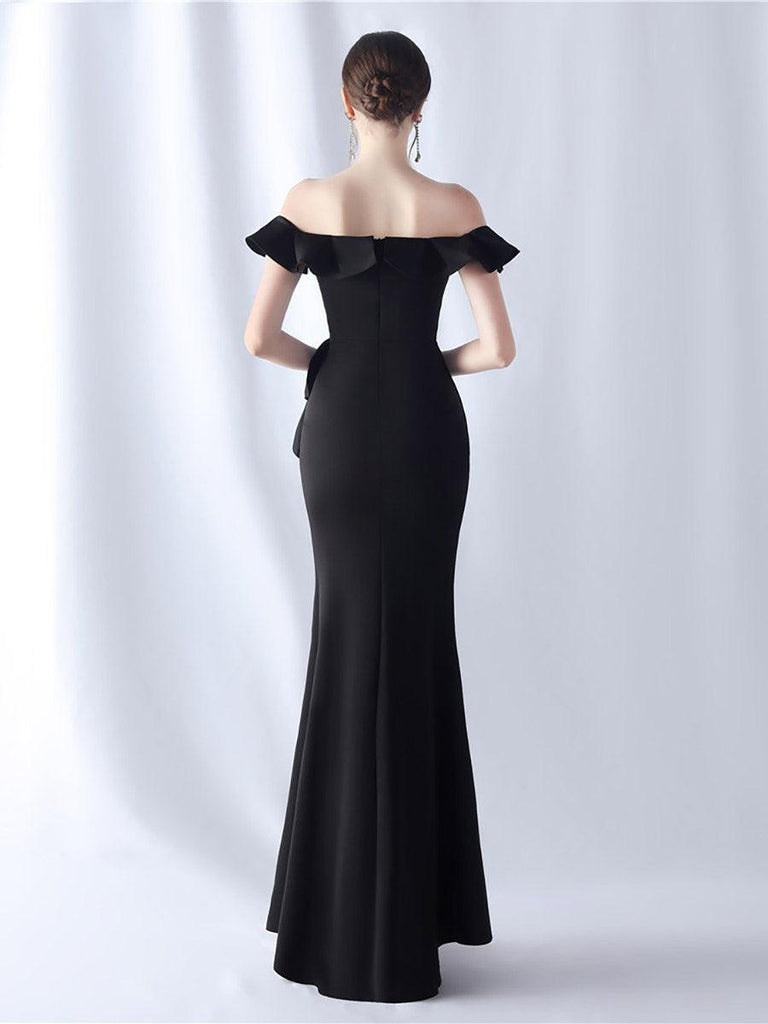 Stylish beautiful dress | Off Shoulder Ruffled Split Thigh Prom Dress - Ideal for special occasions