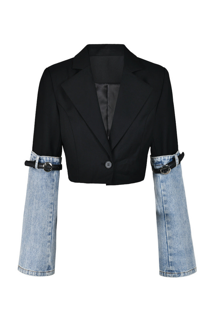 Madilyn Patchwork Denim Blazer - Stylish beautiful dress for special occasions | Buy Online