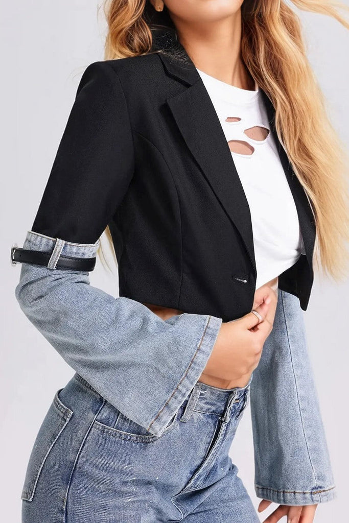 Stylish beautiful dress | Madilyn Patchwork Denim Blazer - Ideal for special occasions