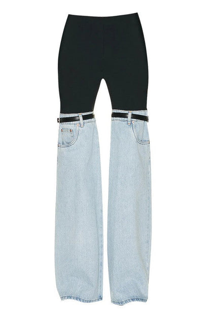 Madilyn Patchwork Jeans - Blue