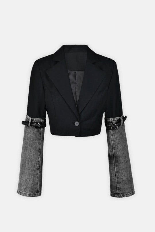 Stylish beautiful dress | Madilyn Patchwork Denim Blazer - Ideal for special occasions