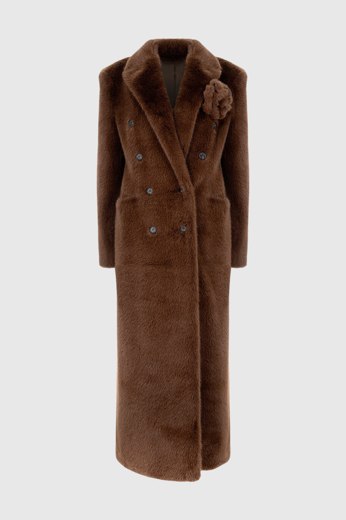 Shop  beautiful dress - Perfect for special occasions | harriet Faux Fur Floral Brooch Coat