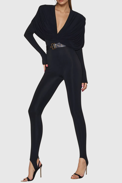 Malaci Plunge Draped Jumpsuit