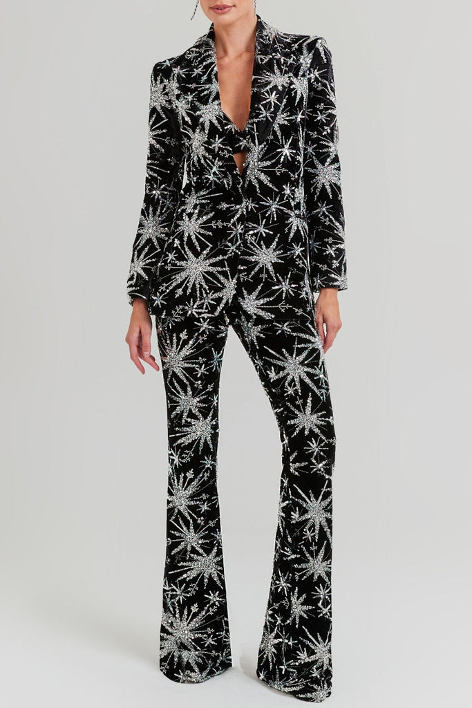 Stylish red dress | Marigo Star Glitter Embroidered Blazer Two Piece Set - Ideal for special occasions