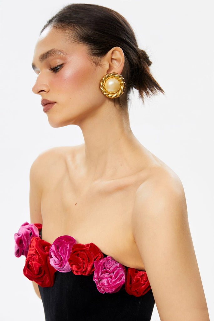 Stylish beautiful dress | Marley Floral Strapless Velvet Mini Dress - Ideal for special occasions