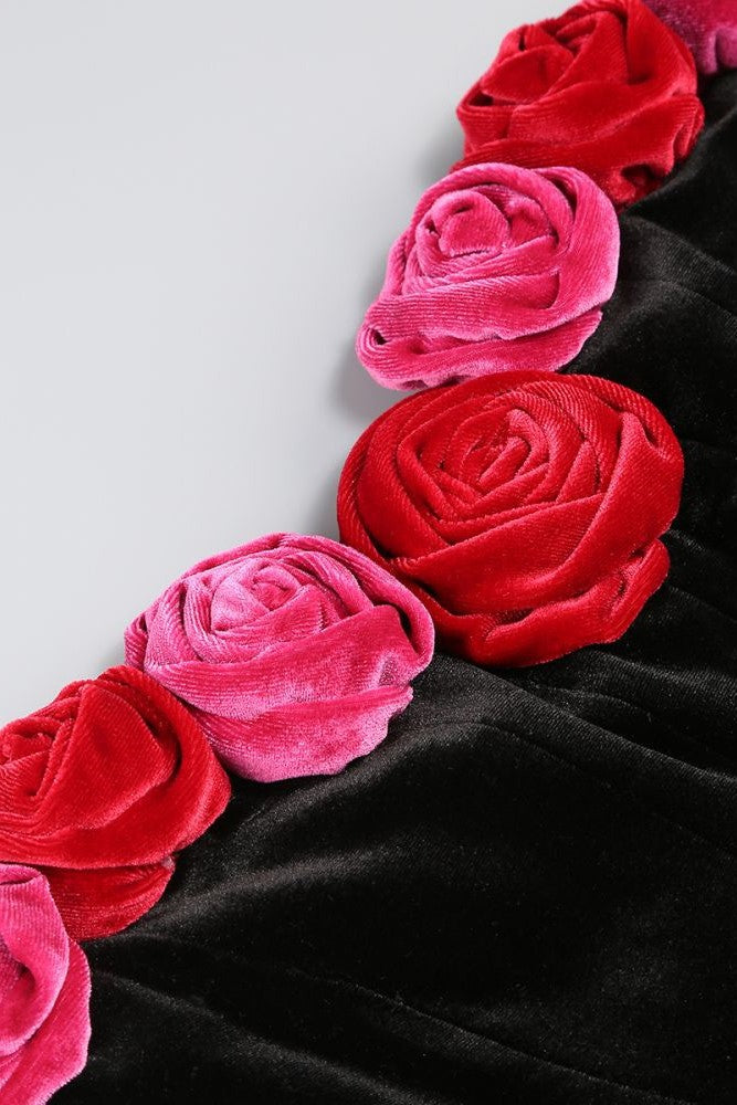 Shop  beautiful dress - Perfect for special occasions | Marley Floral Strapless Velvet Mini Dress