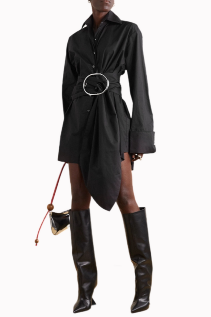 Stylish beautiful dress | Matia Buckle Ruched Mini Shirtdress - Ideal for special occasions