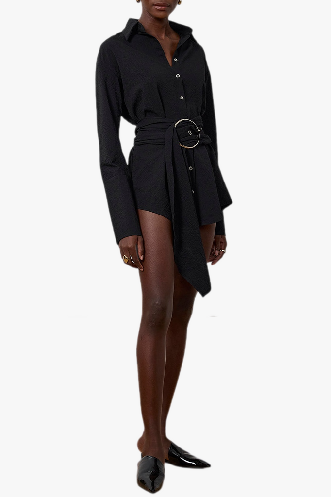 Stylish beautiful dress | Matia Buckle Ruched Mini Shirtdress - Ideal for special occasions