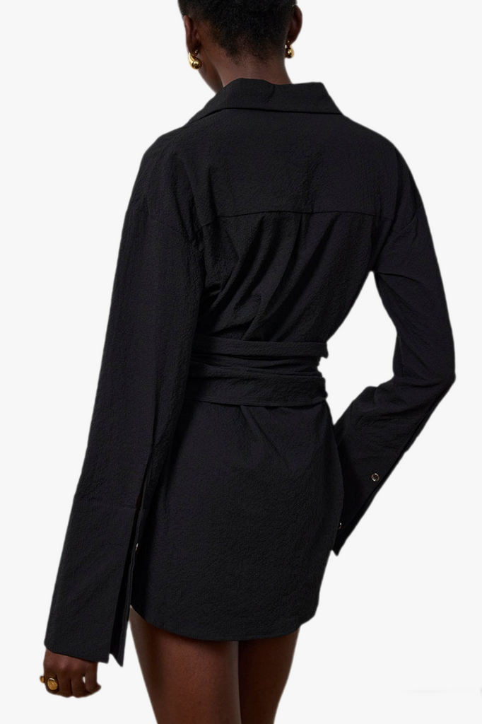 Stylish beautiful dress | Matia Buckle Ruched Mini Shirtdress - Ideal for special occasions