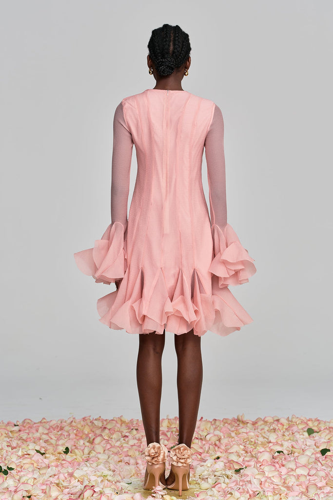 Shop  pink dress - Perfect for special occasions | McCarthy Mesh Ruffle Midi Dress In Pink