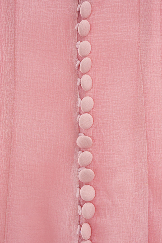 Stylish pink dress | McCarthy Mesh Ruffle Midi Dress In Pink - Ideal for special occasions