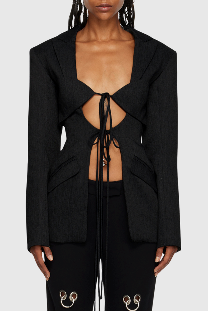 Stylish beautiful dress | Megan Lace Up Cutout Blazer - Ideal for special occasions