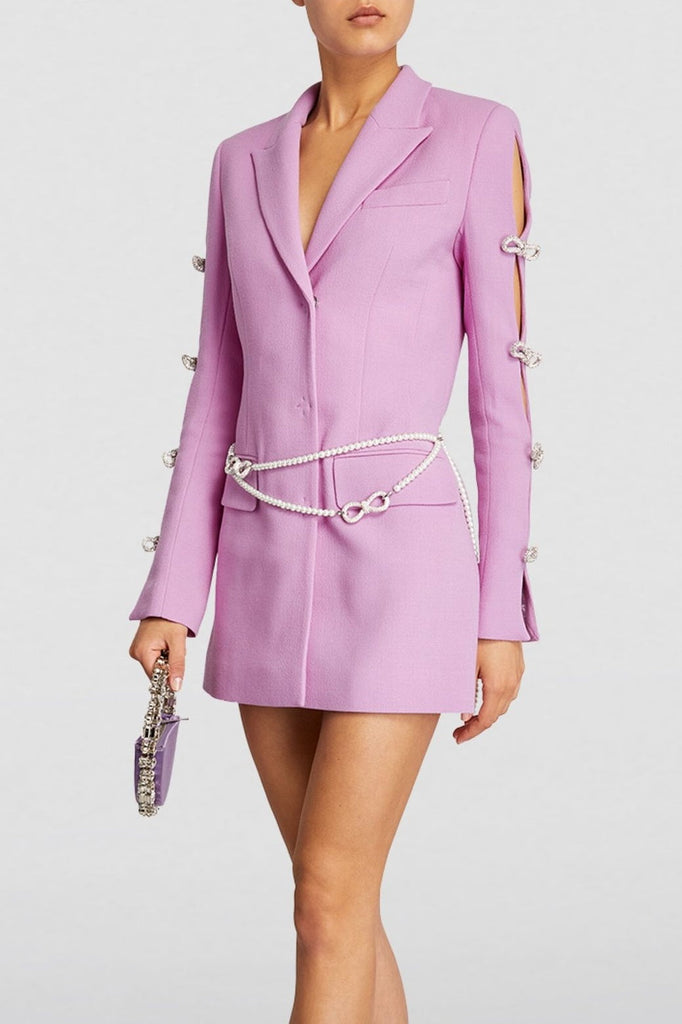 Stylish beautiful dress | Milena Bow-Detail Pearl Belted Blazer Dress - Ideal for special occasions