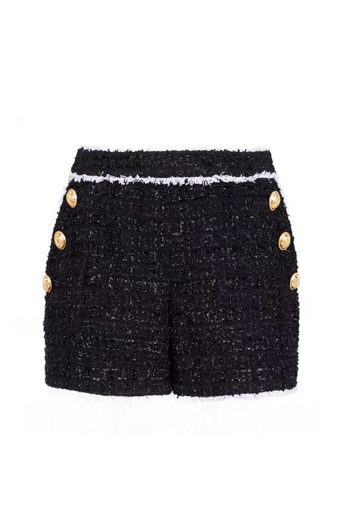 Mishka Breasted Tweed Jacket With Belt- Black - Stylish black dress for special occasions | Buy Online