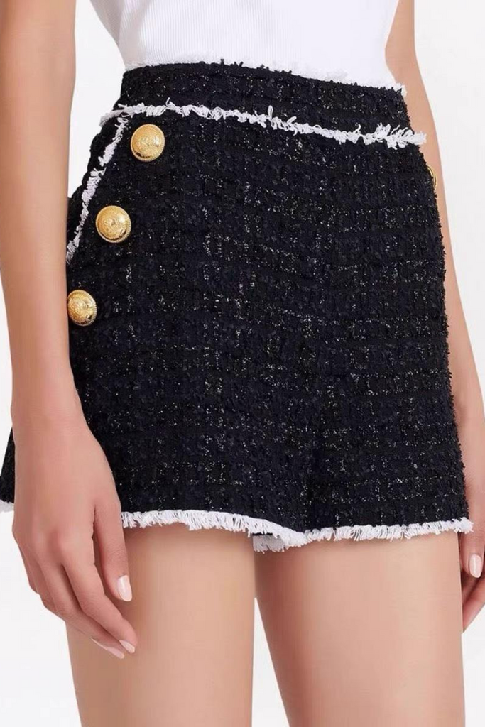 Shop  black dress - Perfect for special occasions | Mishka Breasted Tweed Jacket With Belt- Black