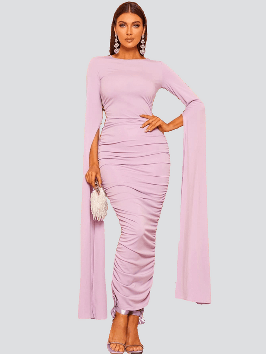Long Sleeve Sheath Maxi Sequin Prom Dress